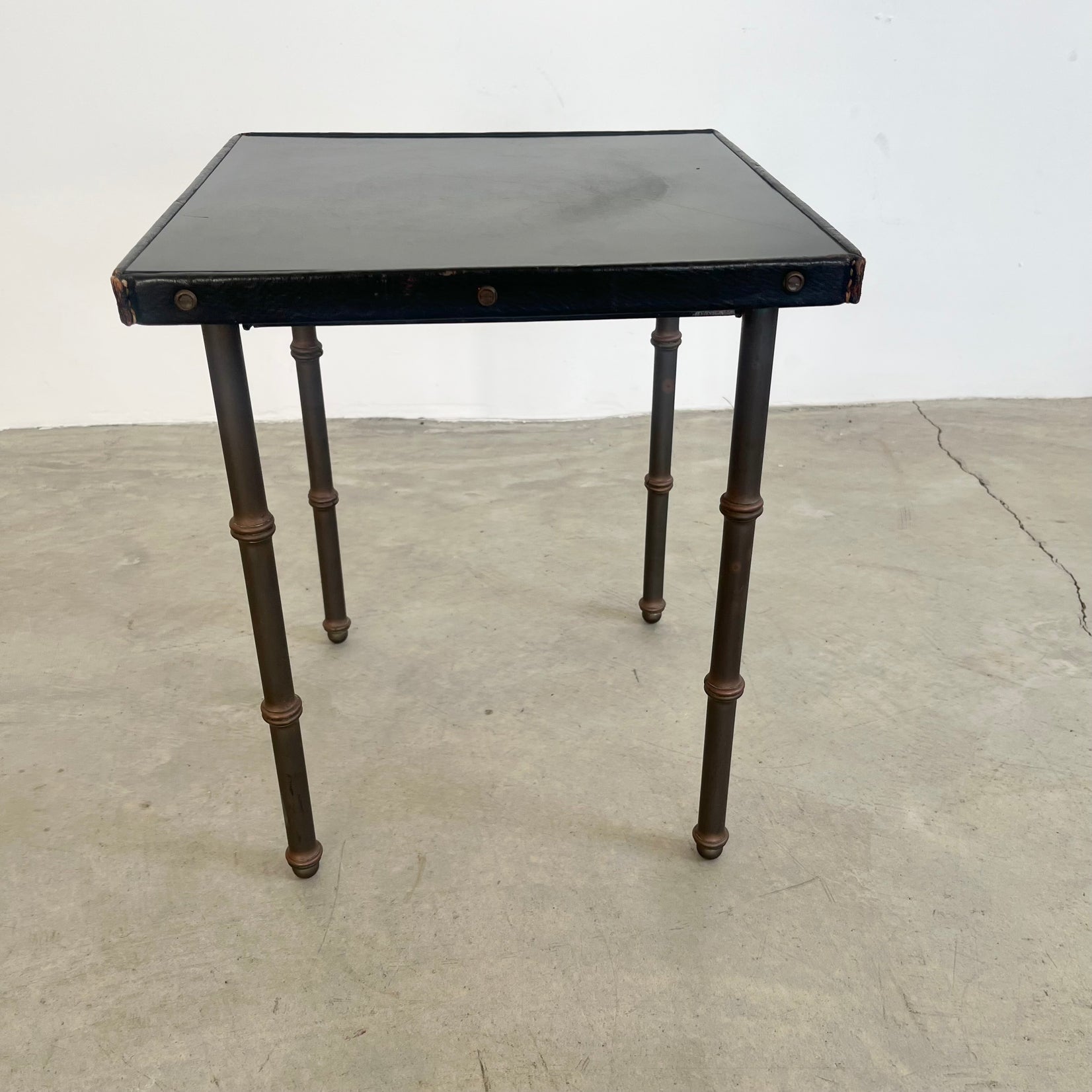 Leather and Metal Side Table