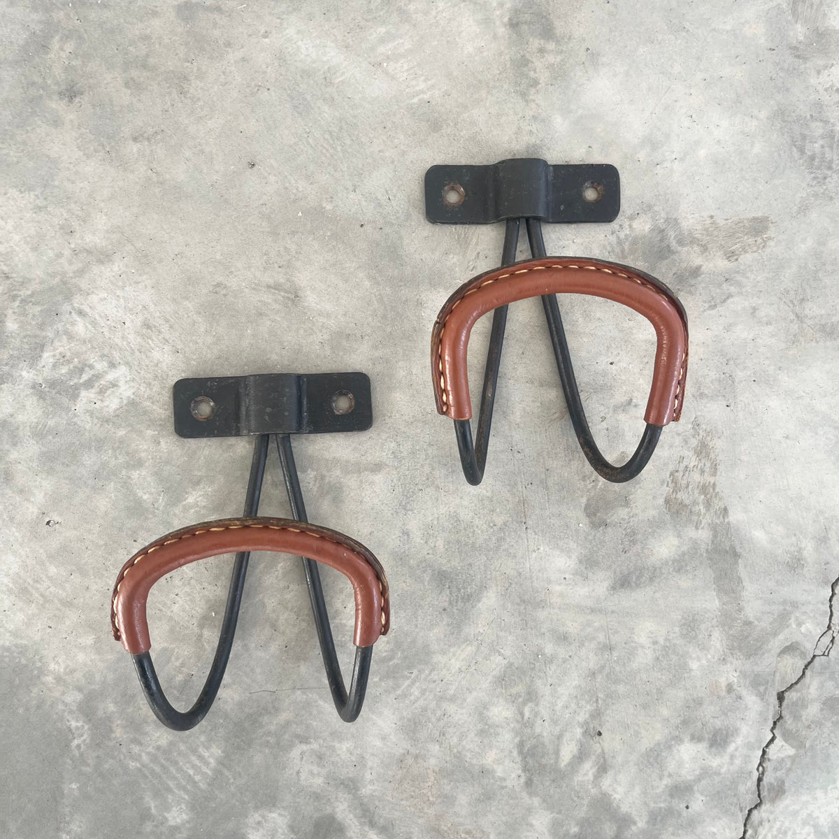 Iron and Leather Coat Hooks