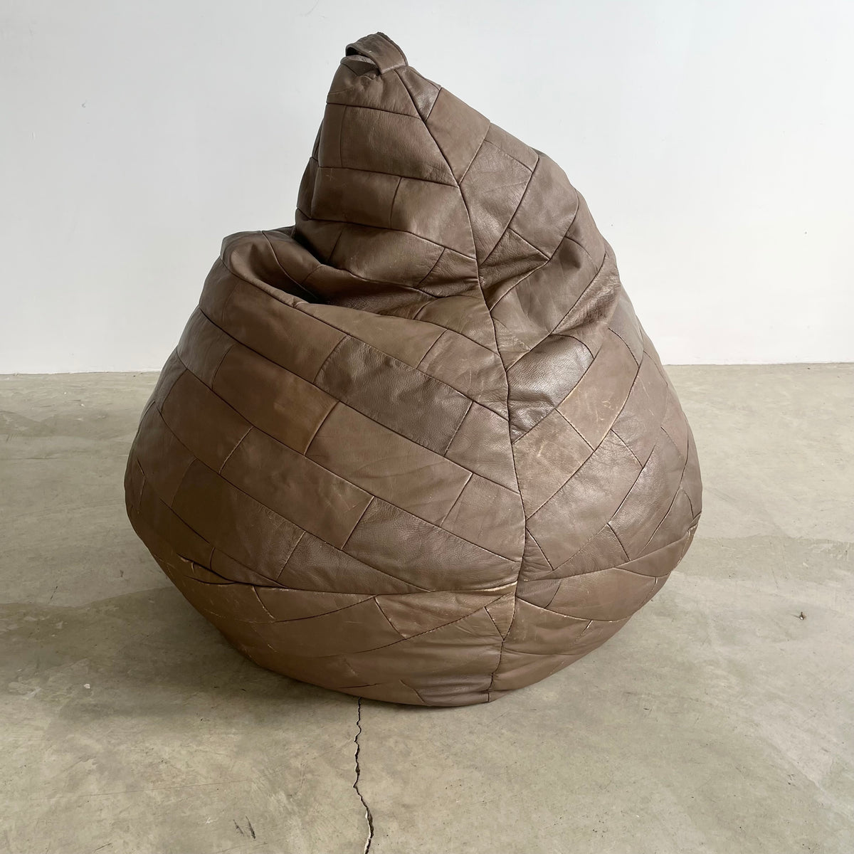 Gray Leather Patchwork Beanbag