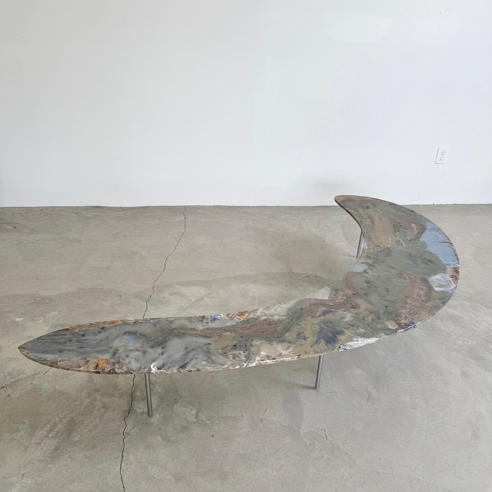 Artist Made Hand Dyed Concrete Boomerang Coffee Table