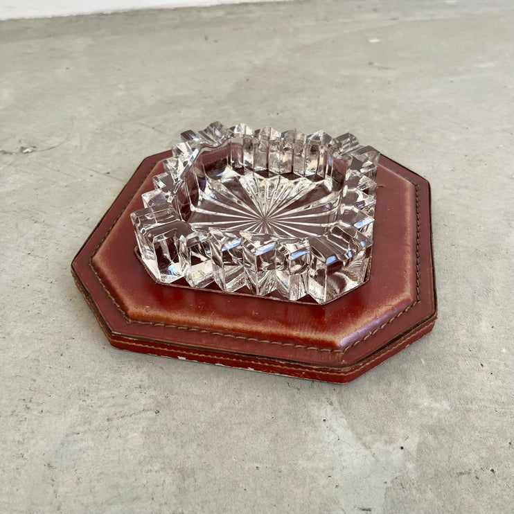 Leather and Glass Ashtray