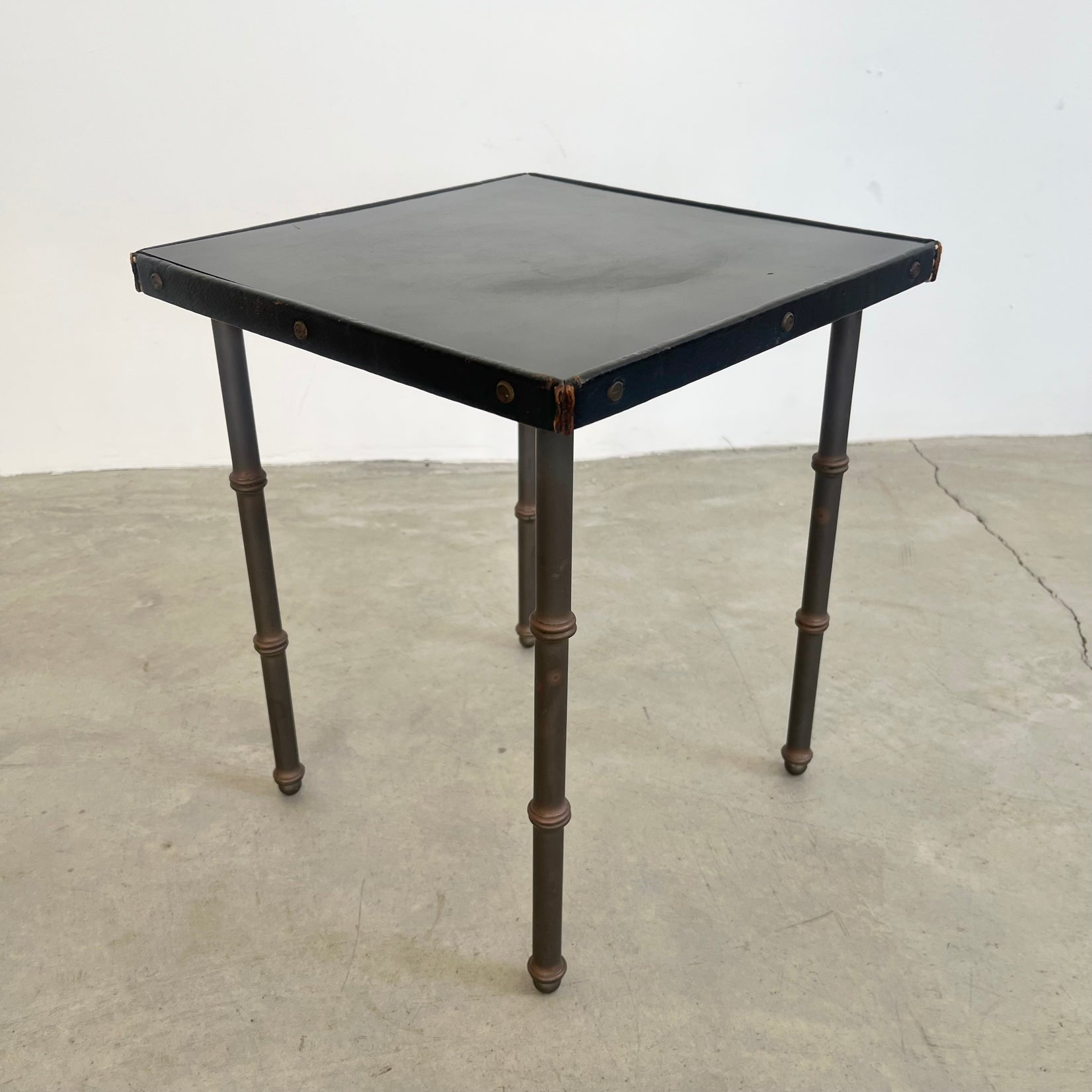 Leather and Metal Side Table