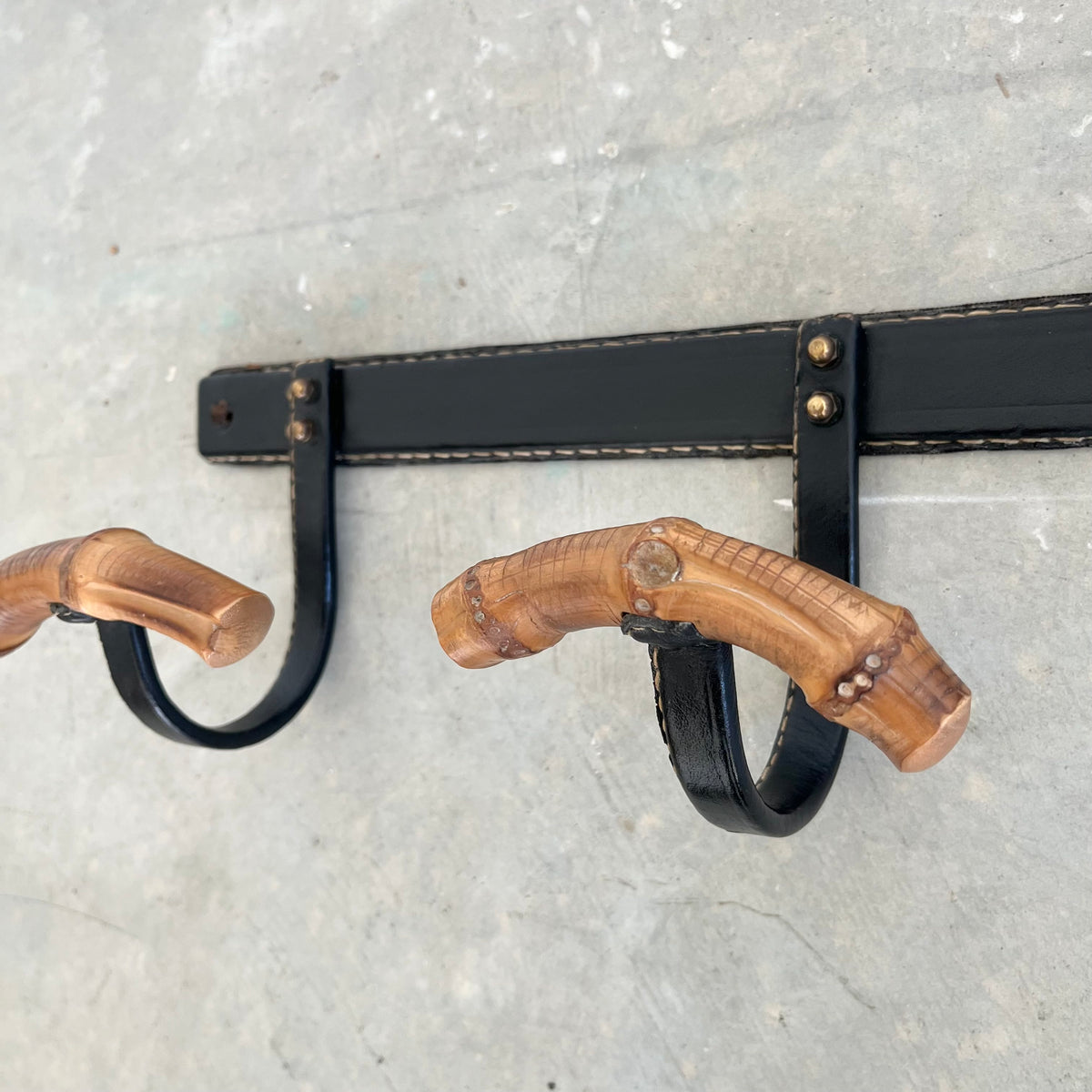 Leather and Bamboo Coat Rack