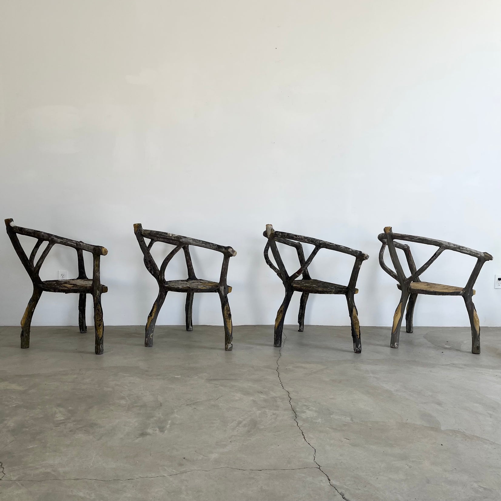 Set of 4 Faux Bois chairs, 1960s France