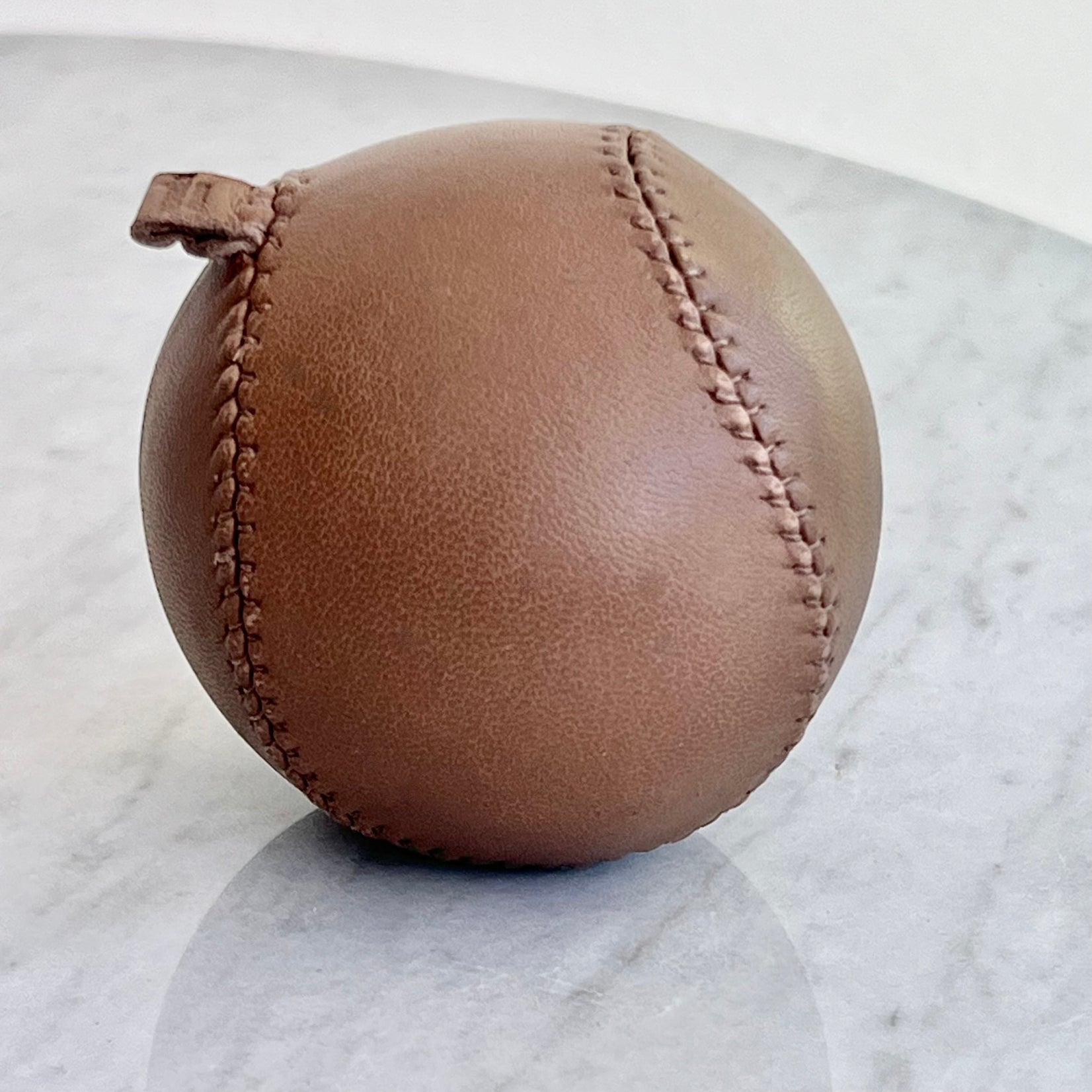 Hermès Anti-Stress Ball in Tan Leather, 2000s France