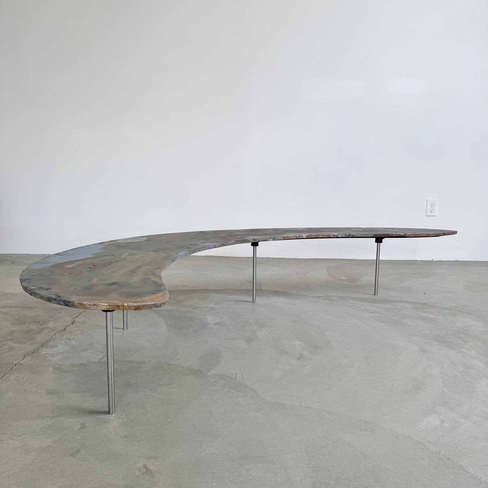 Artist Made Hand Dyed Concrete Boomerang Coffee Table