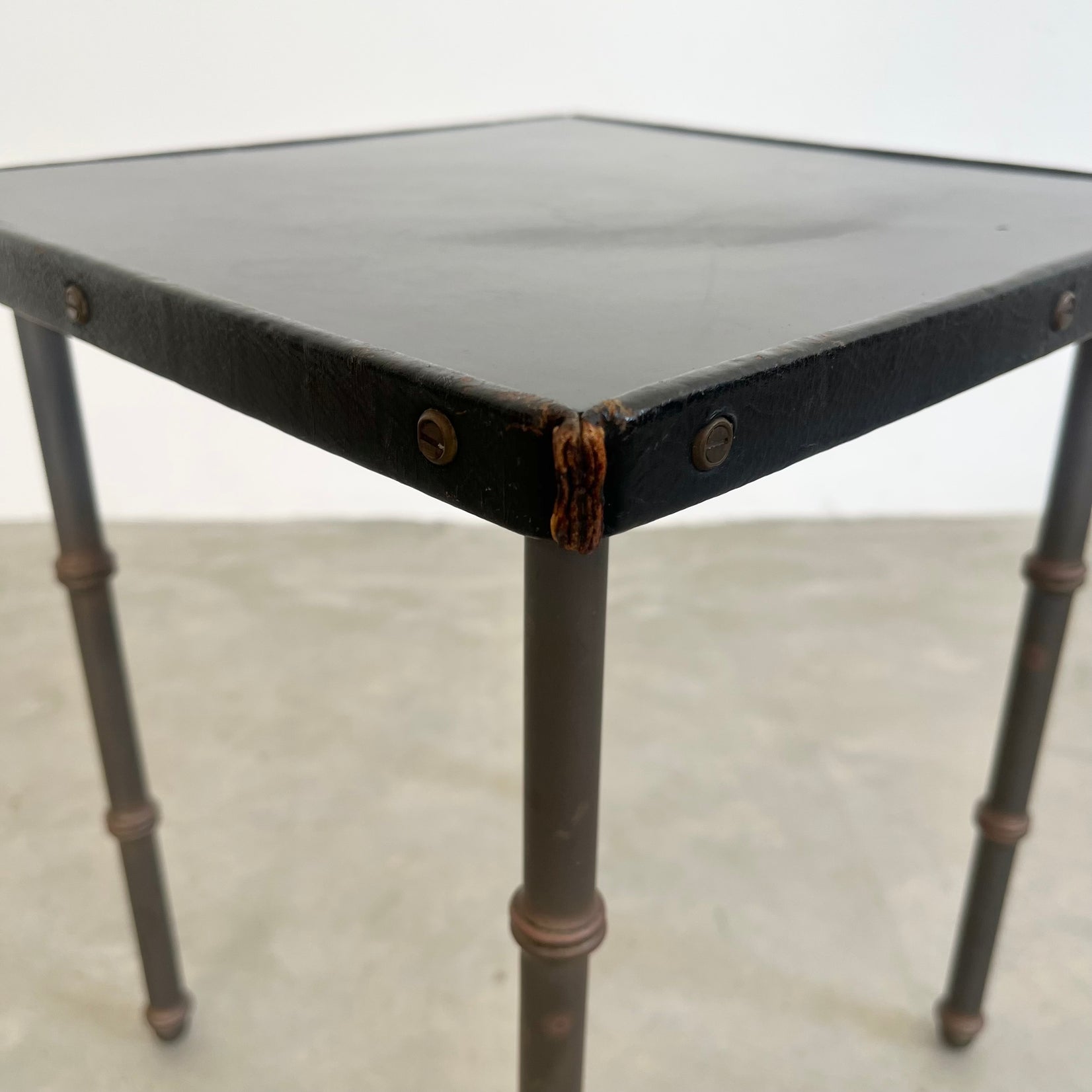 Leather and Metal Side Table