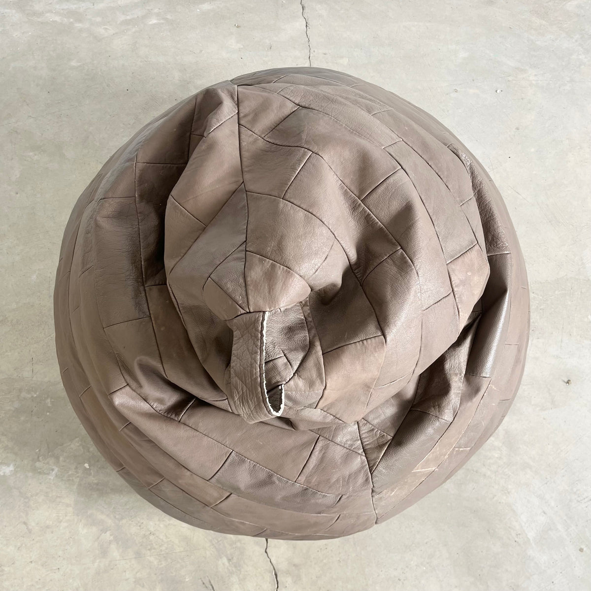 Gray Leather Patchwork Beanbag