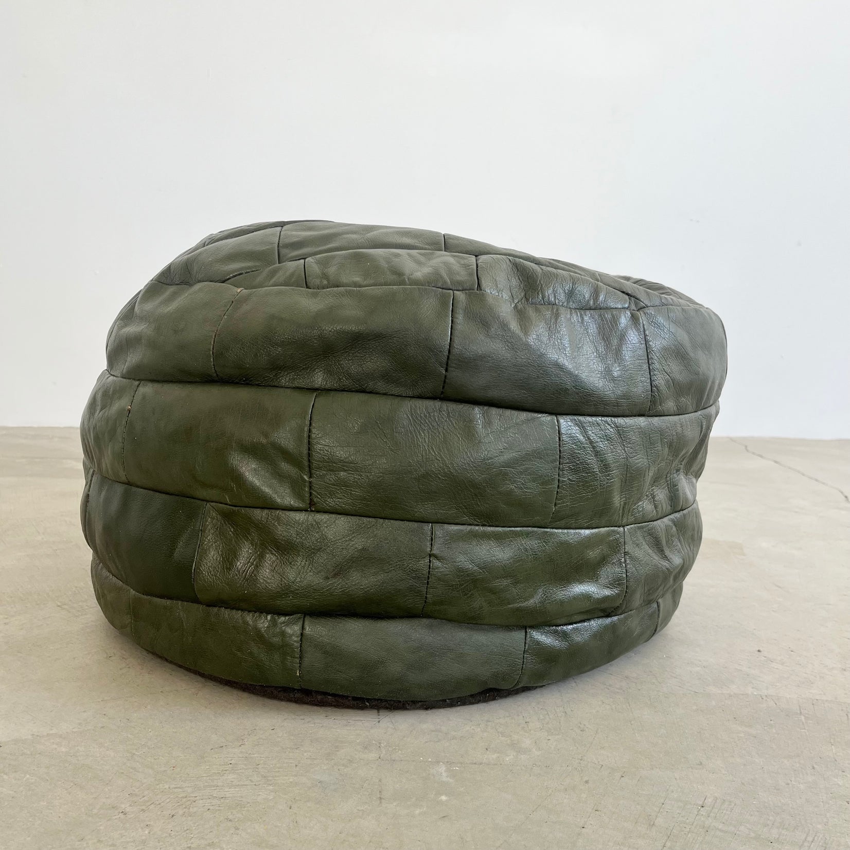 De Sede Green Leather Patchwork Ottoman, 1970s Switzerland