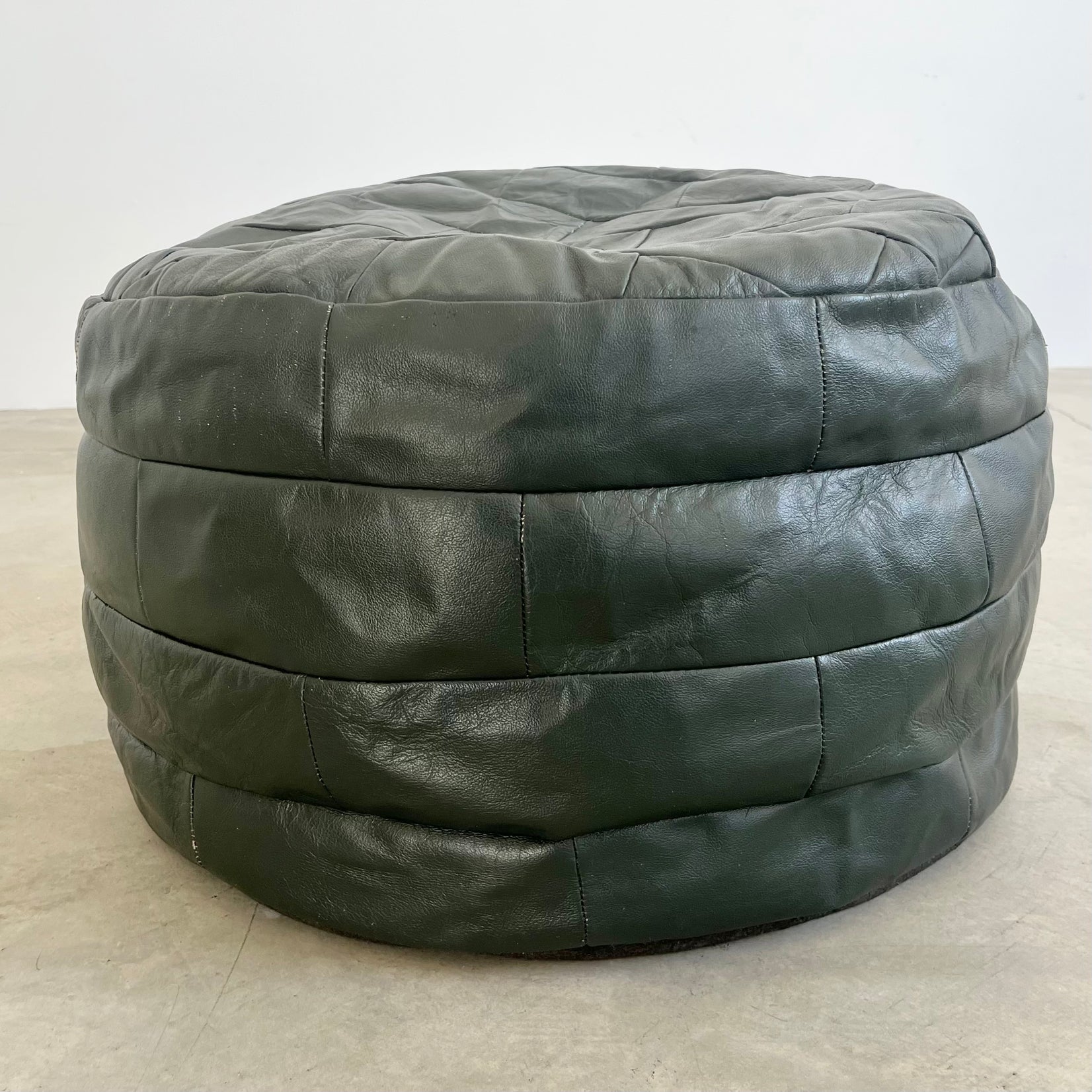 De Sede Green Leather Patchwork Ottoman, 1970s Switzerland
