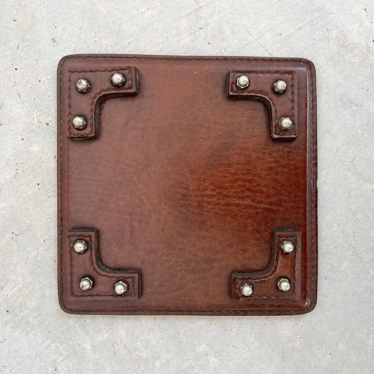 Leather, Brass and Glass Ashtray