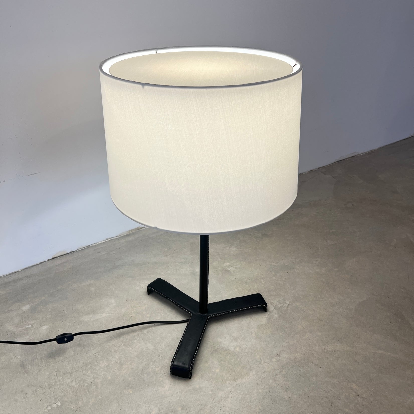 Pair of Black Leather Table Lamps