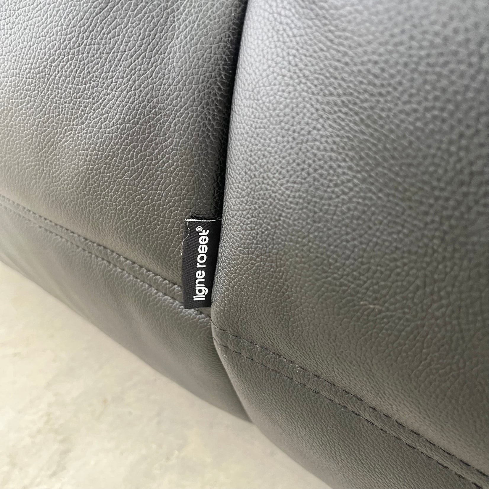 Black Leather 2 Seater Togo Sofa