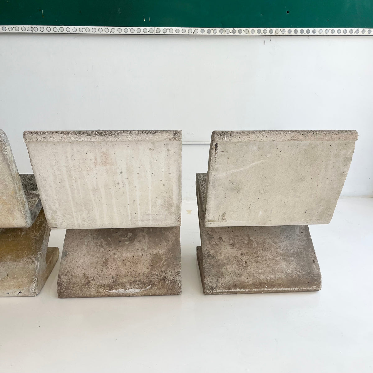 Sculptural Concrete Zig Zag Chairs and Table