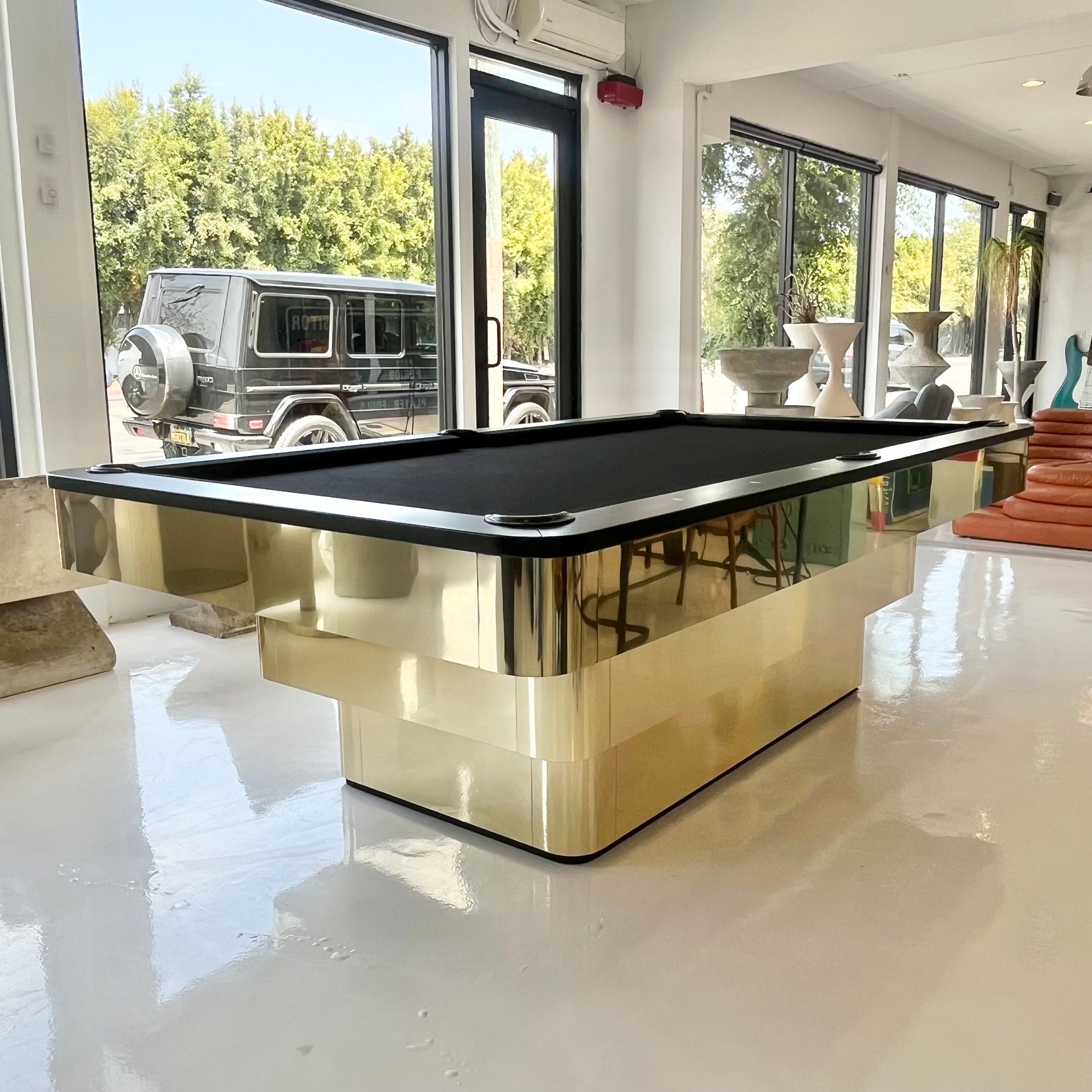 Custom Polished Brass Pool Table