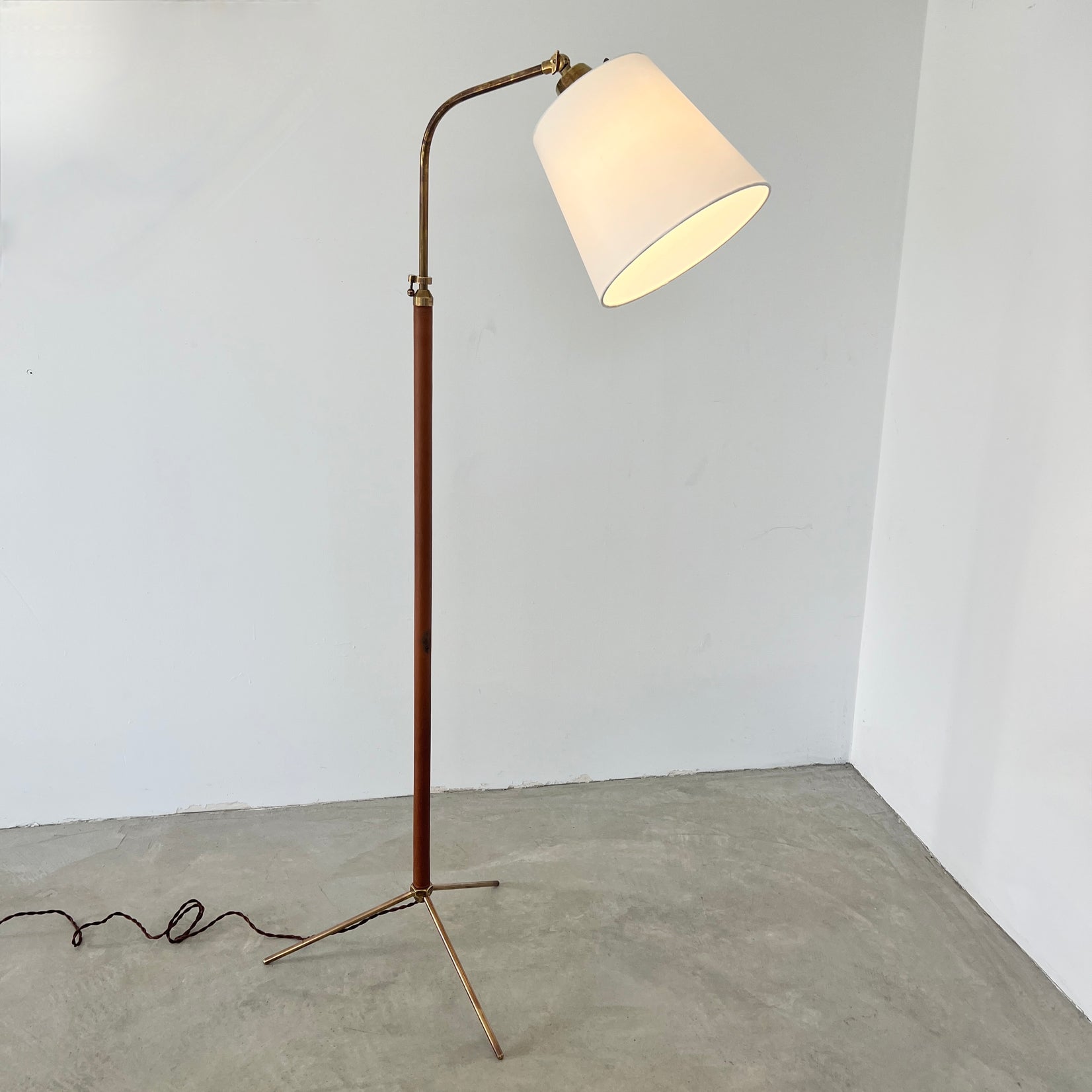 Tan Leather Floor Lamp