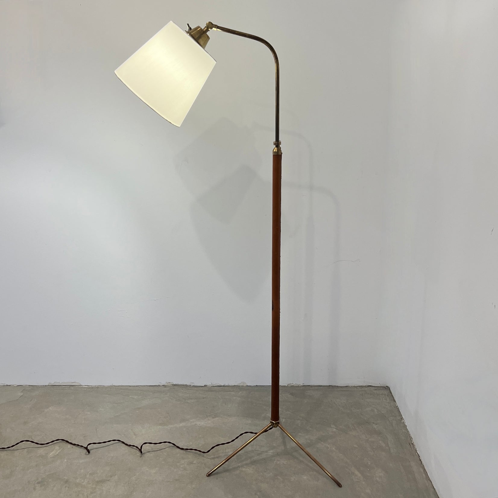 Tan Leather Floor Lamp