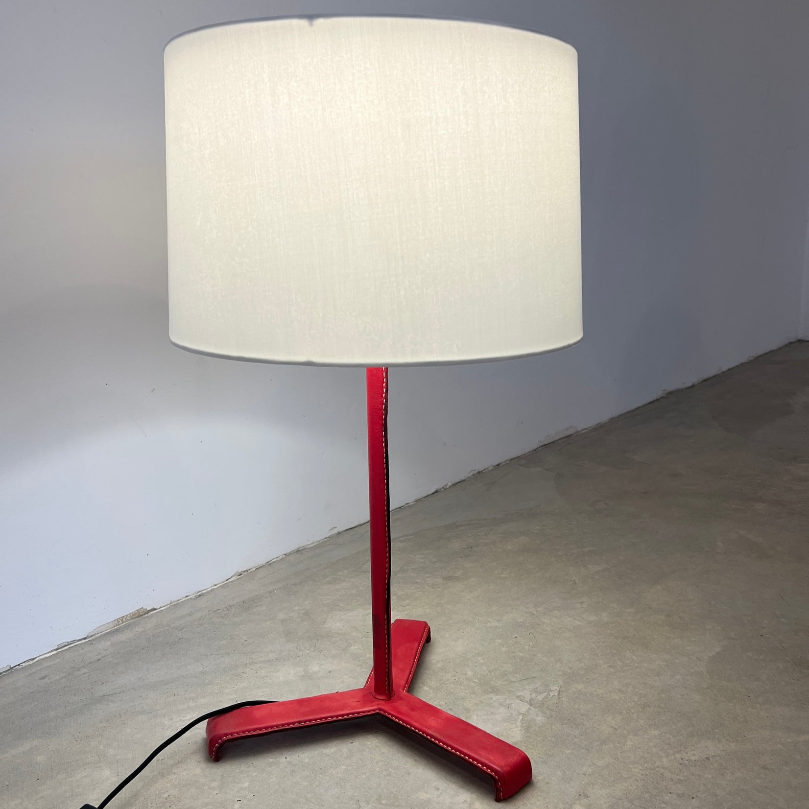 Pair of Red Leather Table Lamps