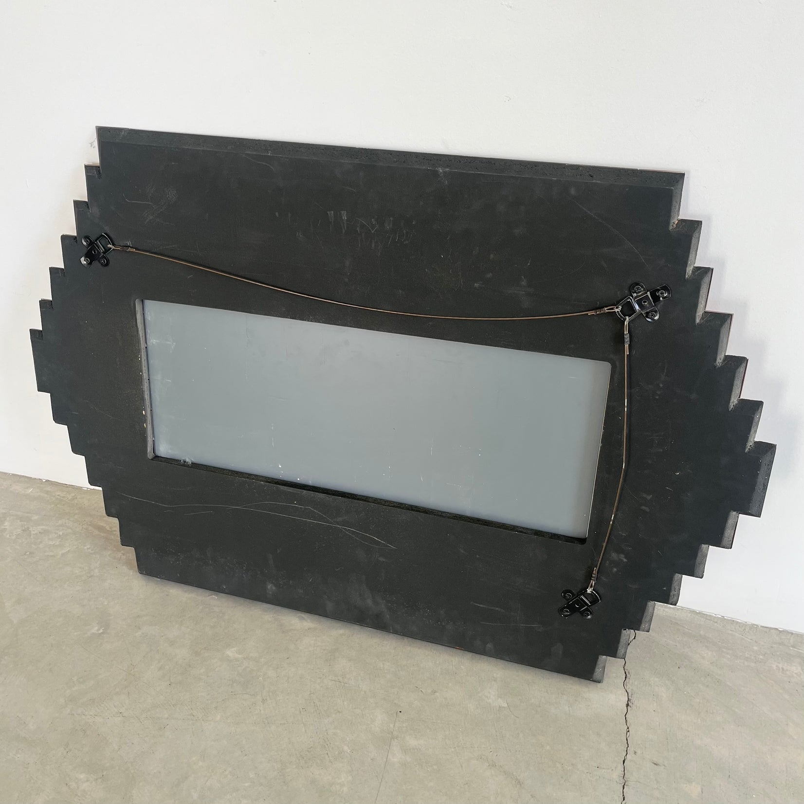 Art Deco Peach Glass Faceted Mirror