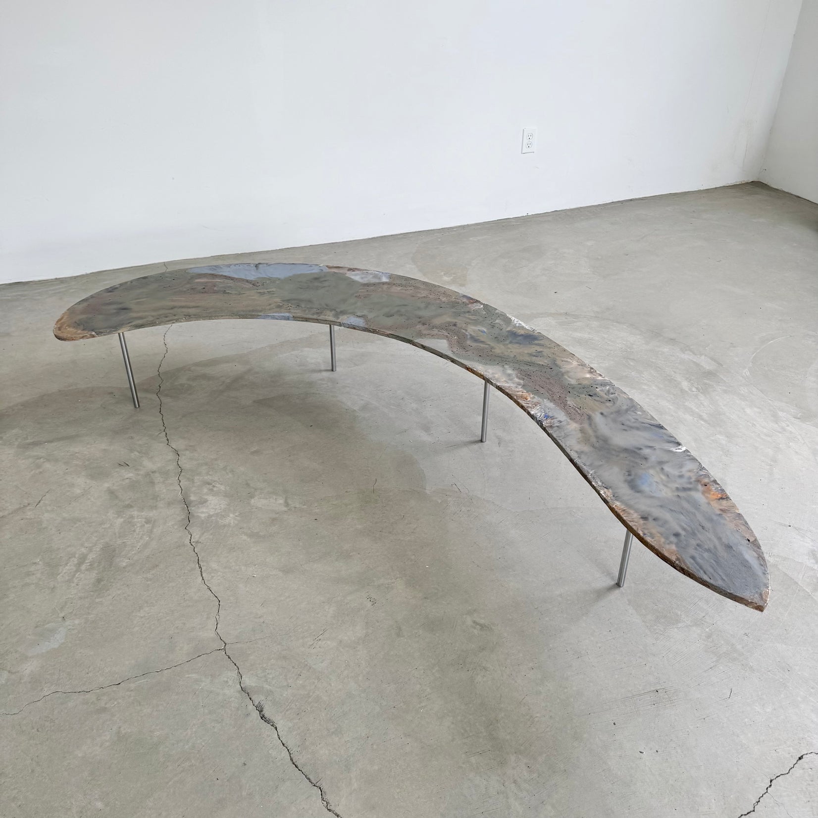 Artist Made Hand Dyed Concrete Boomerang Coffee Table