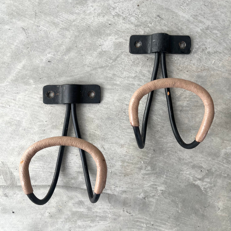Iron and Leather Coat Hooks