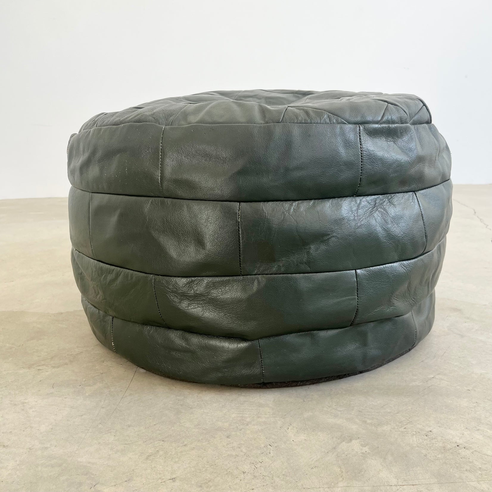 De Sede Green Leather Patchwork Ottoman, 1970s Switzerland