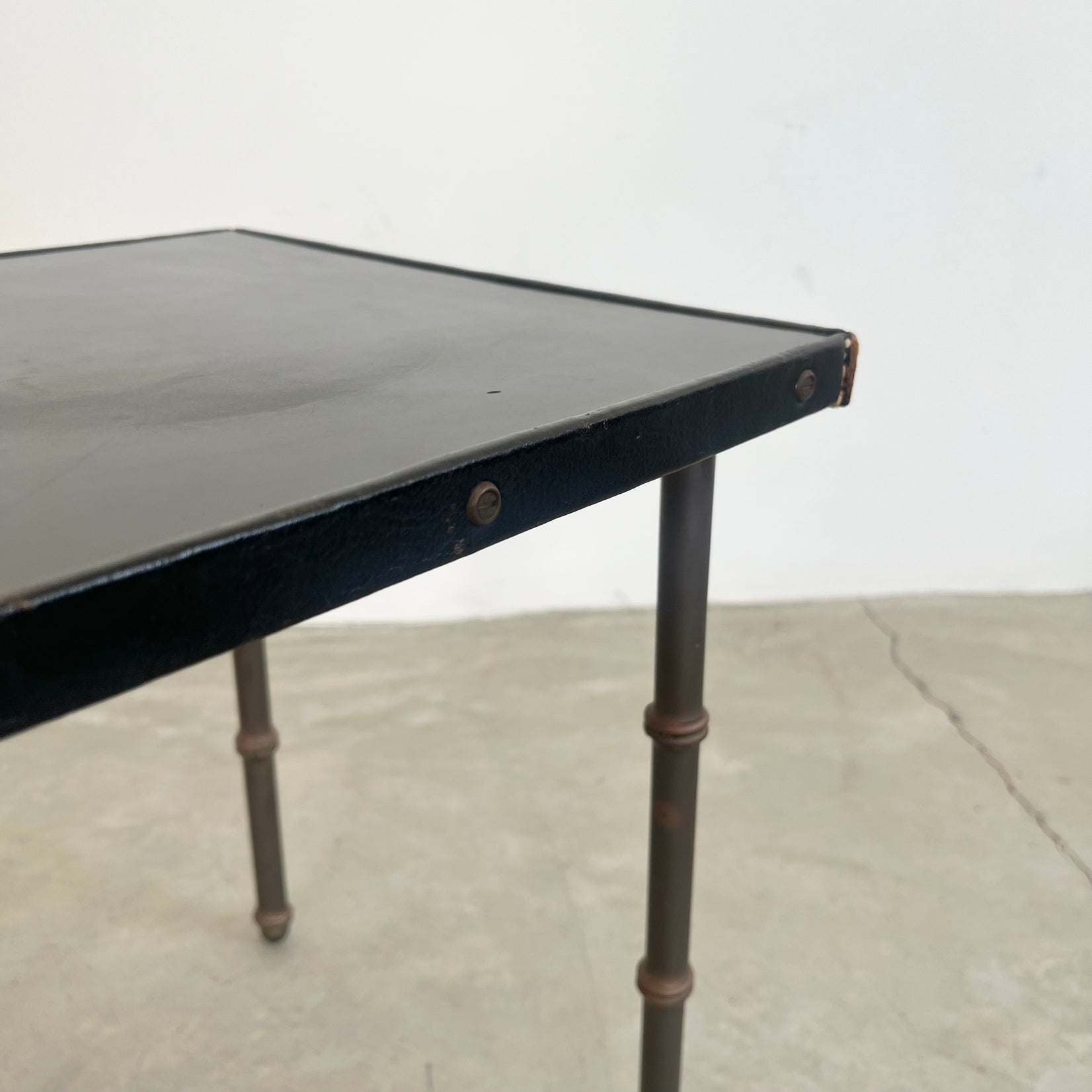 Leather and Metal Side Table
