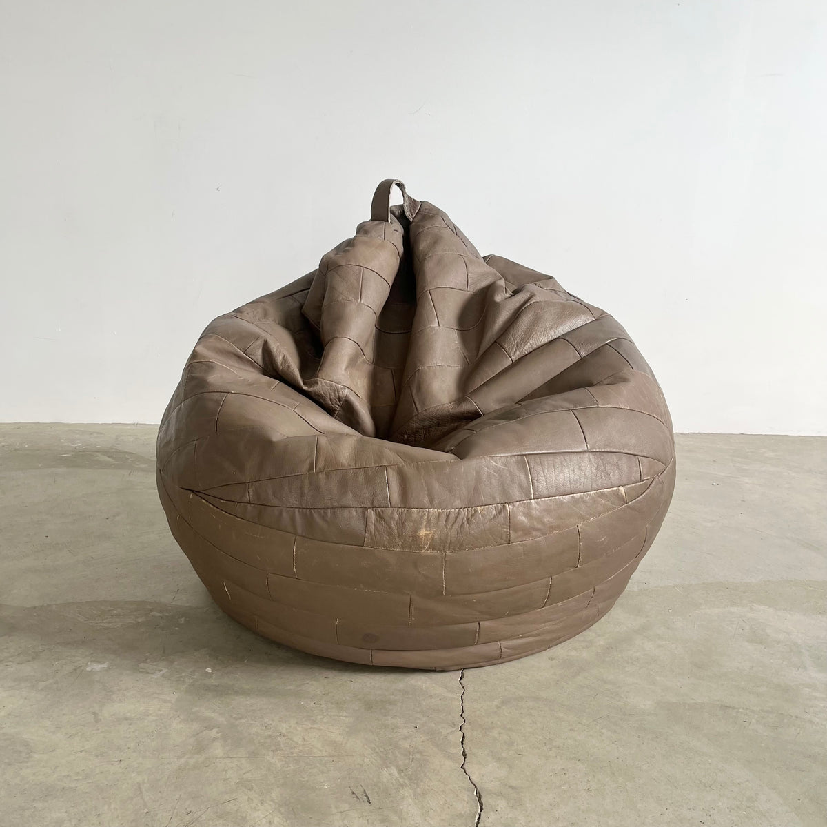 Gray Leather Patchwork Beanbag