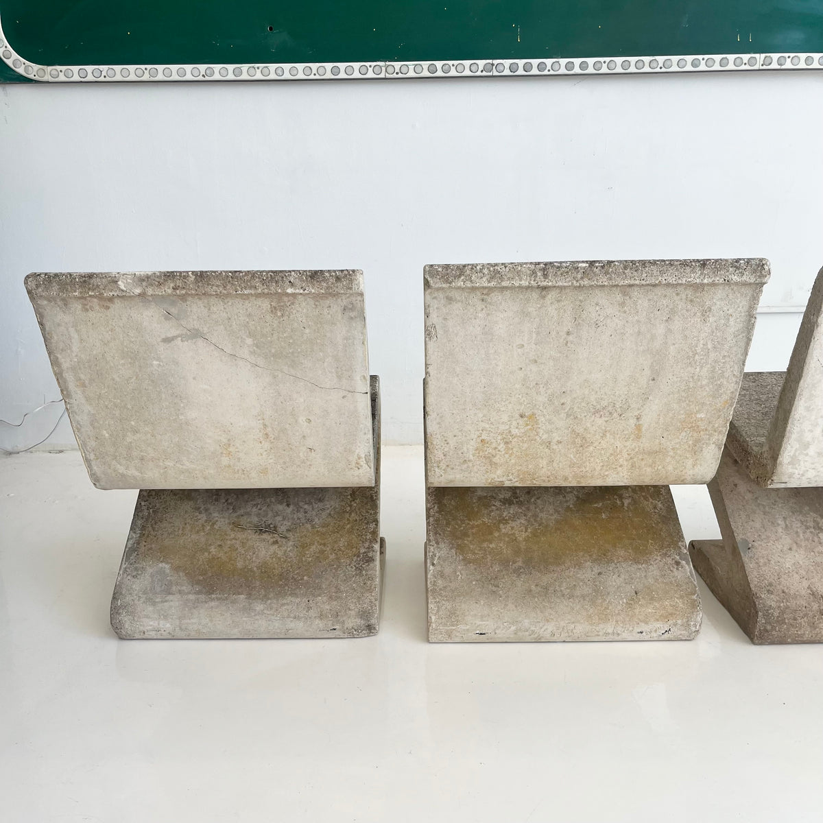 Sculptural Concrete Zig Zag Chairs and Table