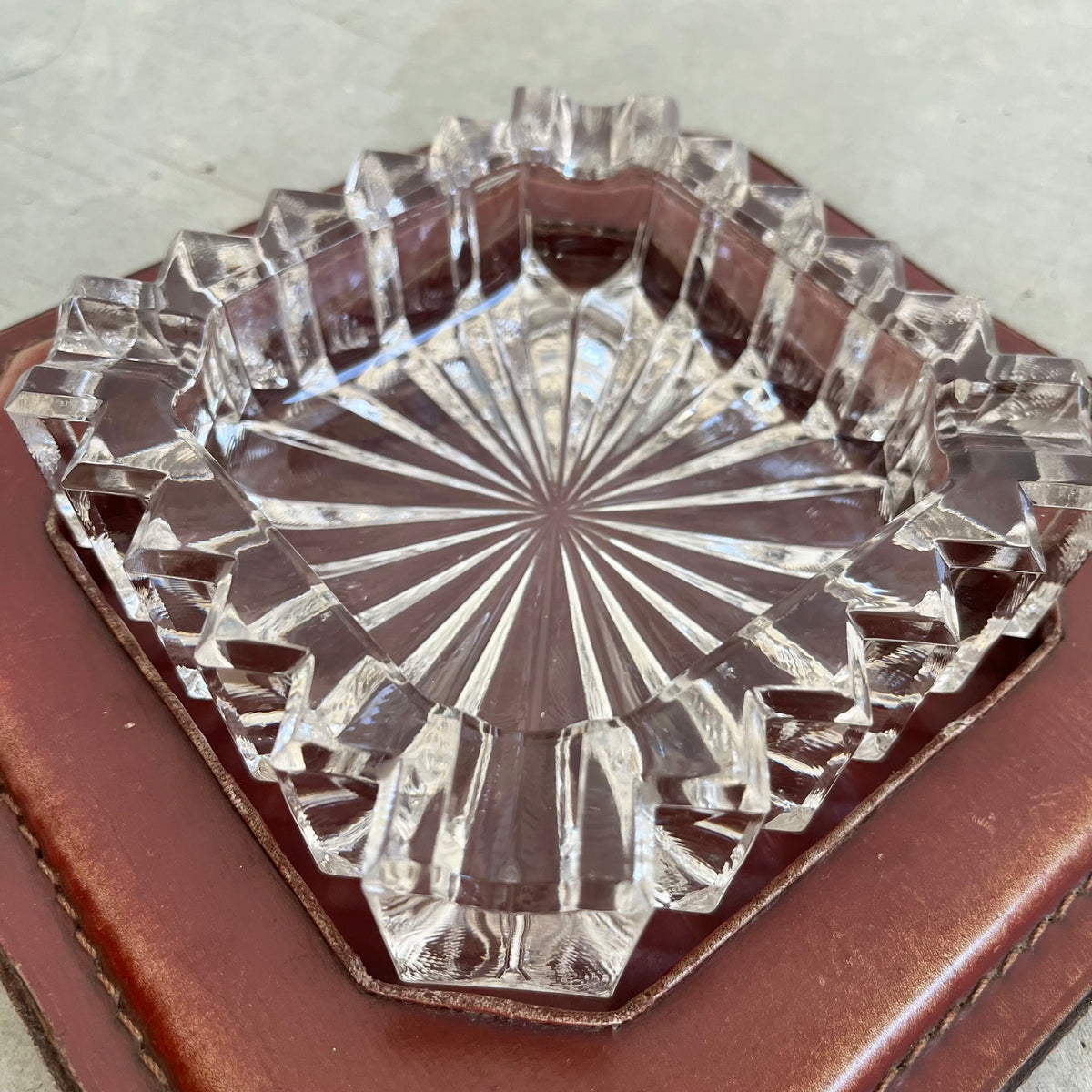 Leather and Glass Ashtray