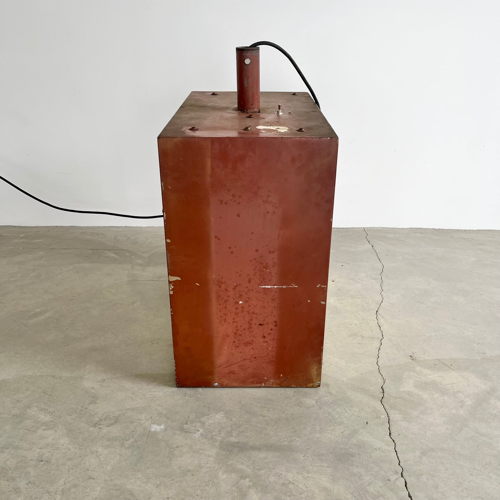 Massive Industrial Two-Sided Backlit Clock and Thermometer