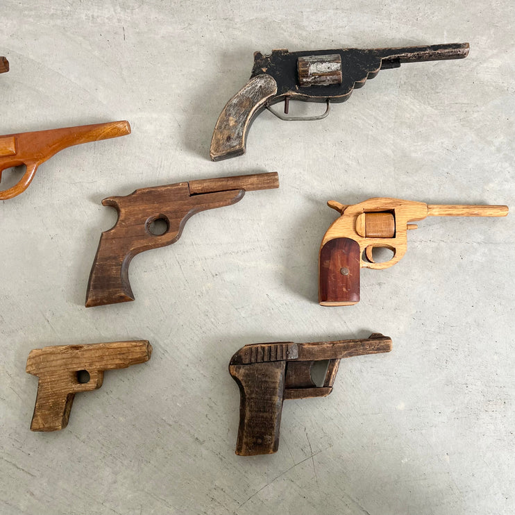 Set of 8 Wood Toy Guns