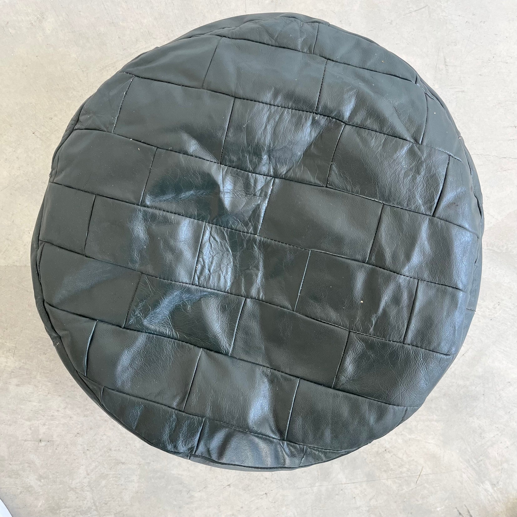 De Sede Green Leather Patchwork Ottoman, 1970s Switzerland