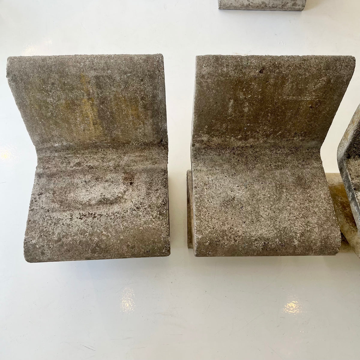 Sculptural Concrete Zig Zag Chairs and Table