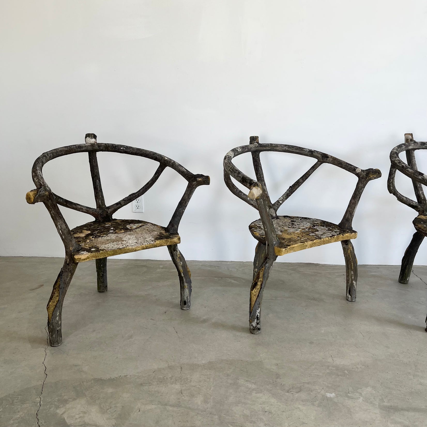 Set of 4 Faux Bois chairs, 1960s France