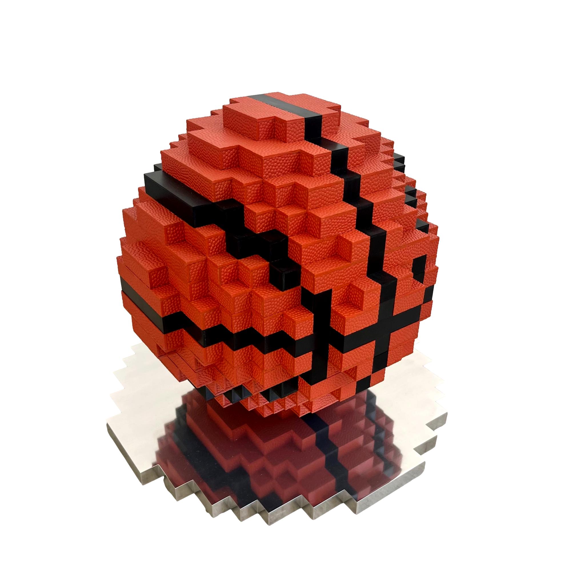 Dunk-bit, Handmade Pixelated Basketball Sculpture
