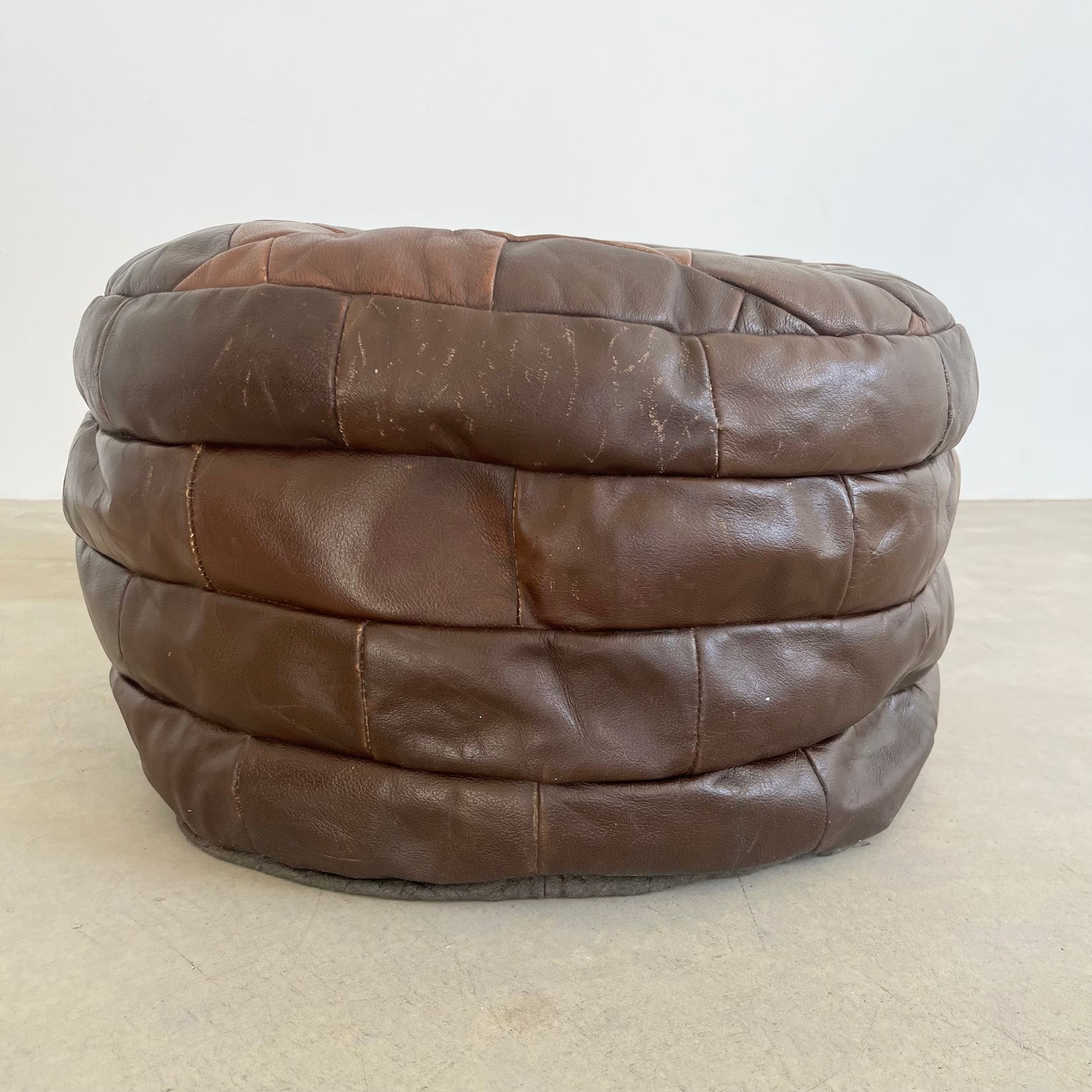 De Sede Brown Leather Patchwork Ottoman, 1970s Switzerland