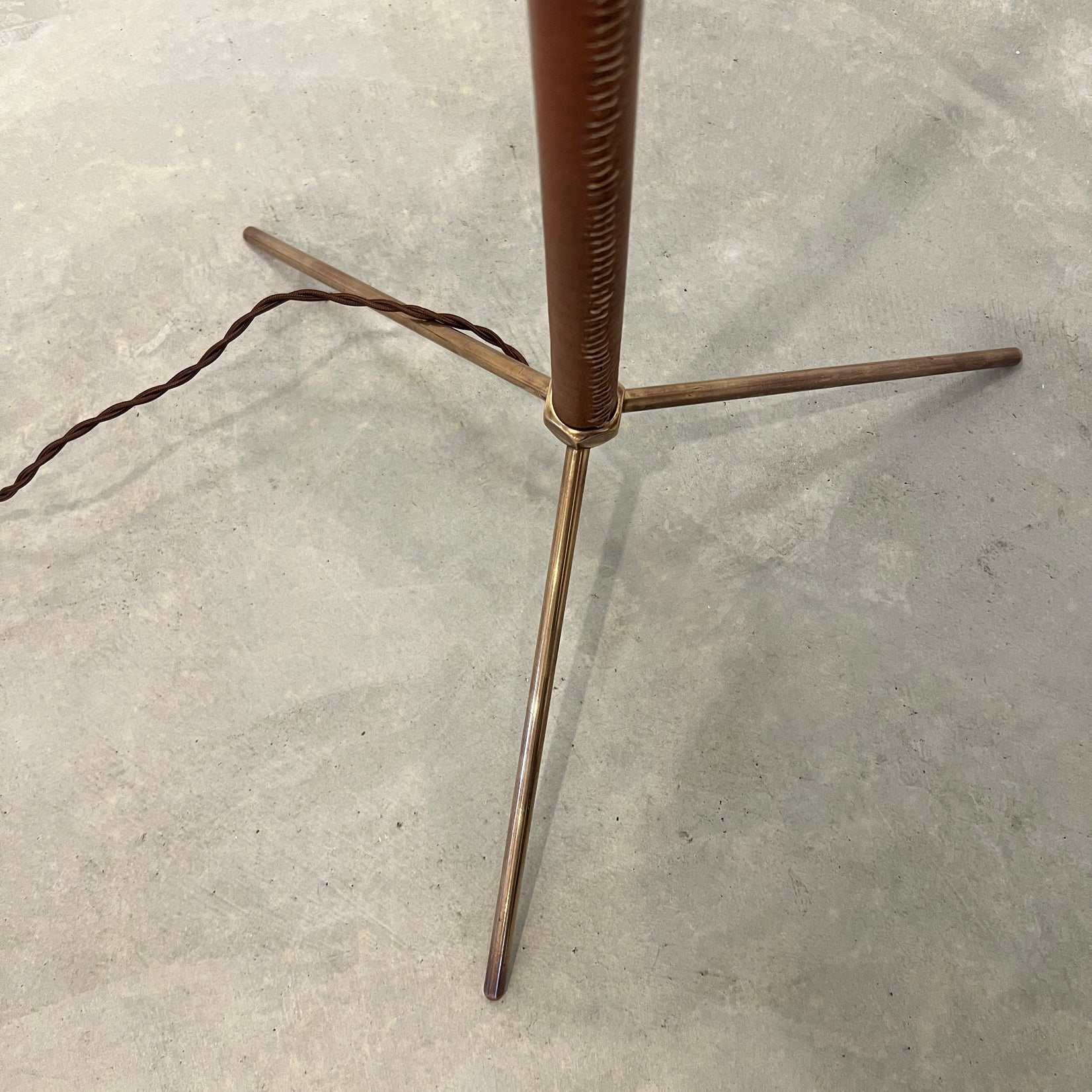 Tan Leather Floor Lamp