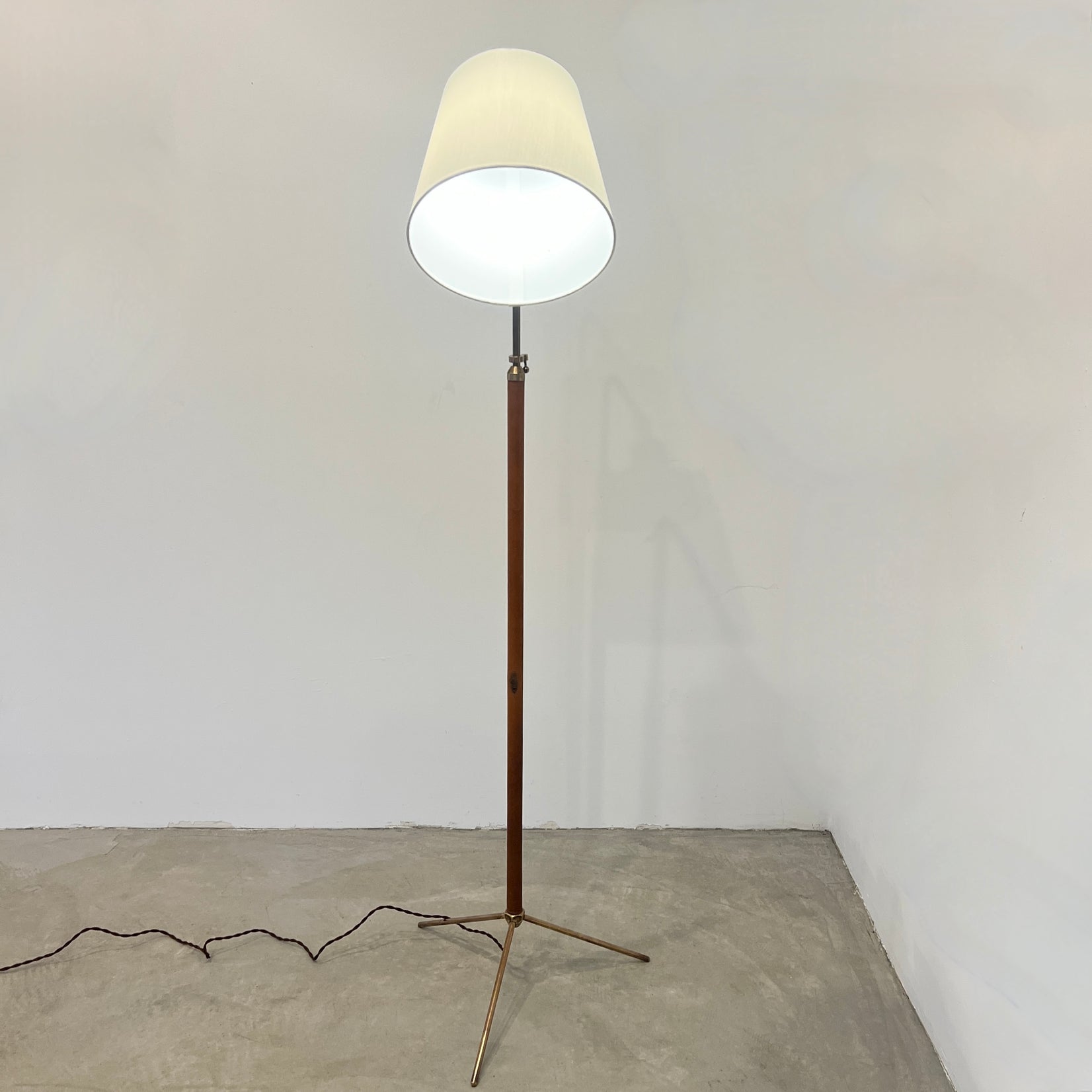 Tan Leather Floor Lamp