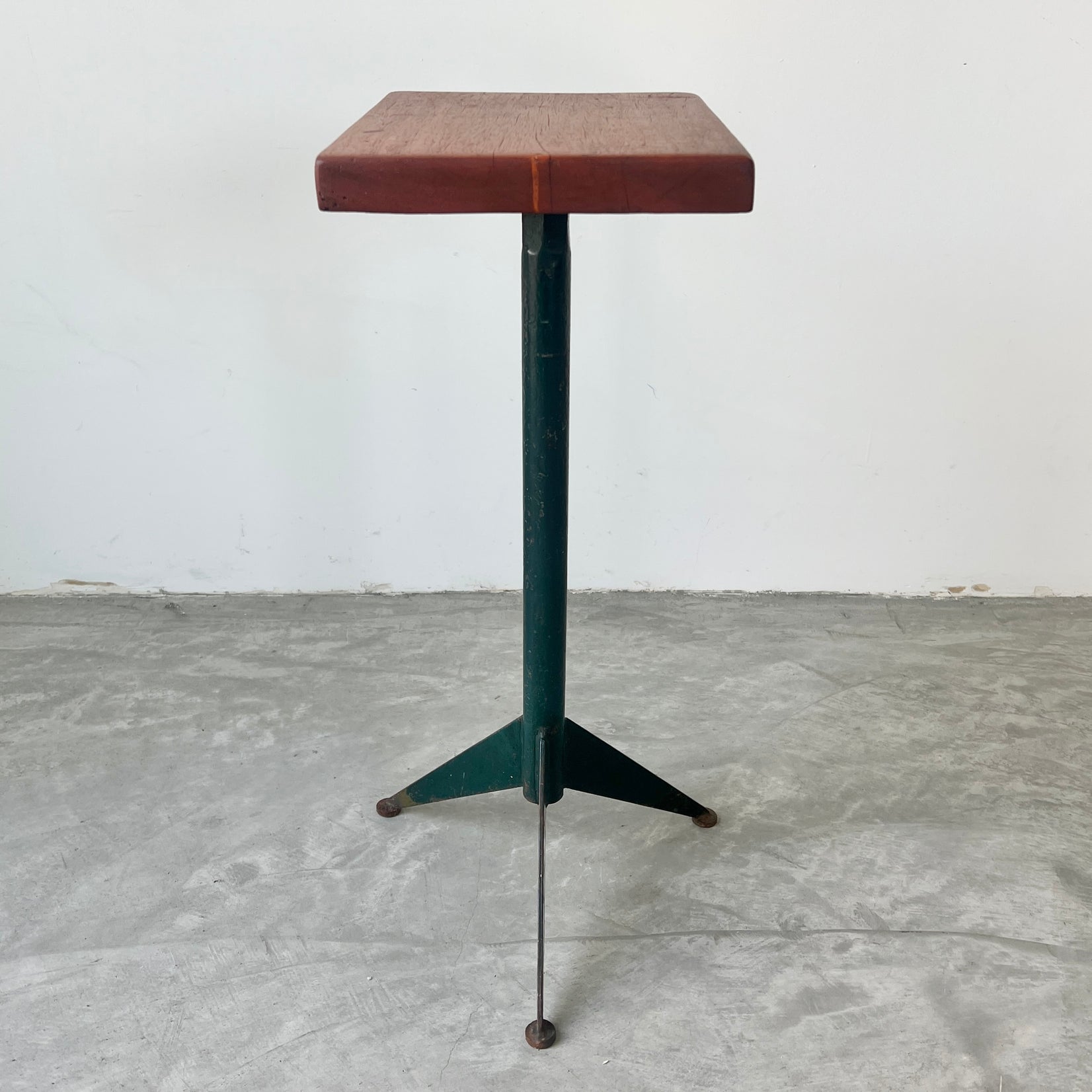Prouve Style Wood and Metal Side Table