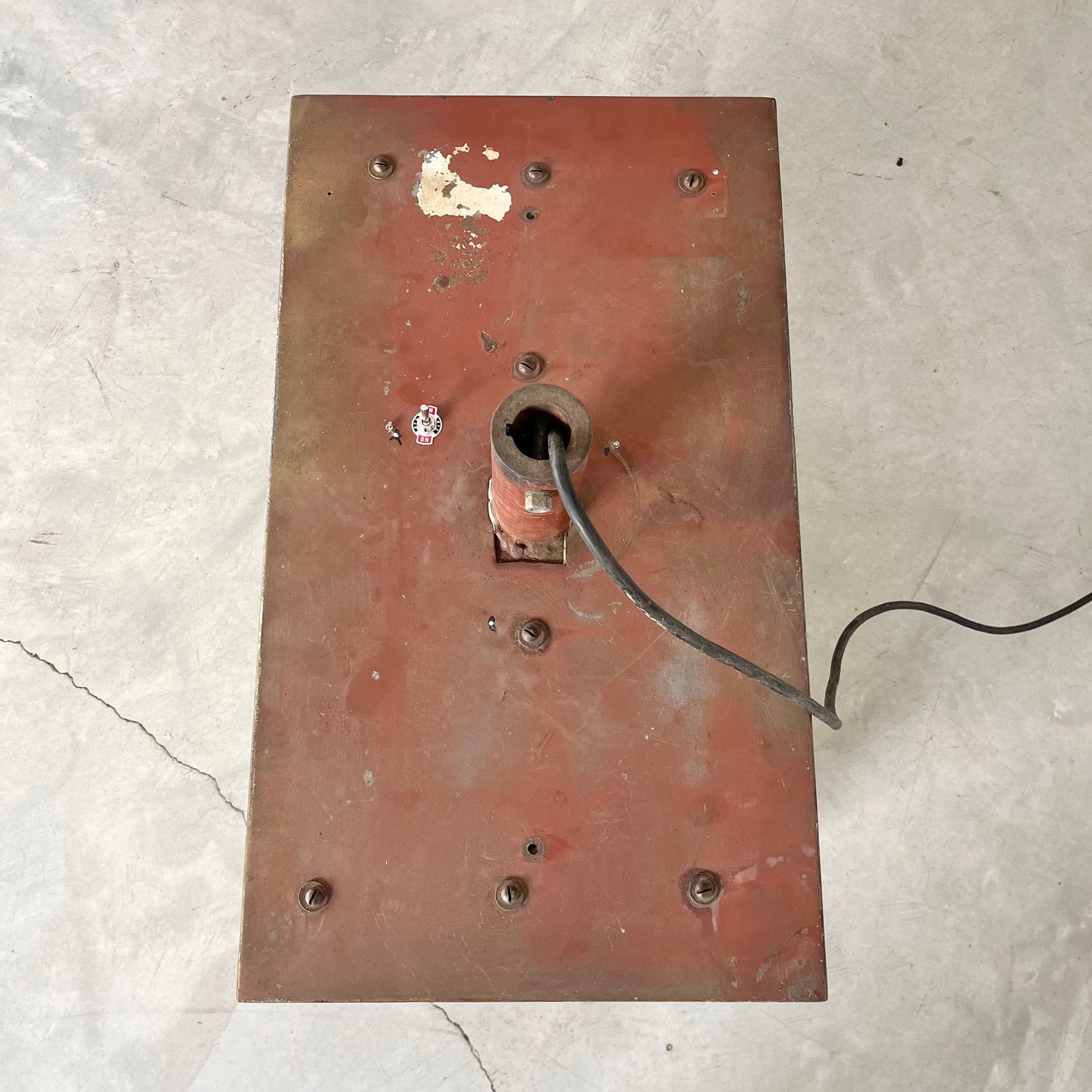 Massive Industrial Two-Sided Backlit Clock and Thermometer