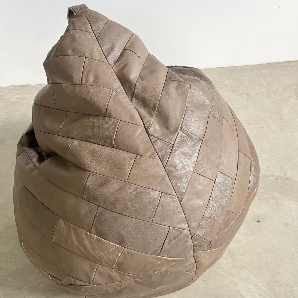 Gray Leather Patchwork Beanbag