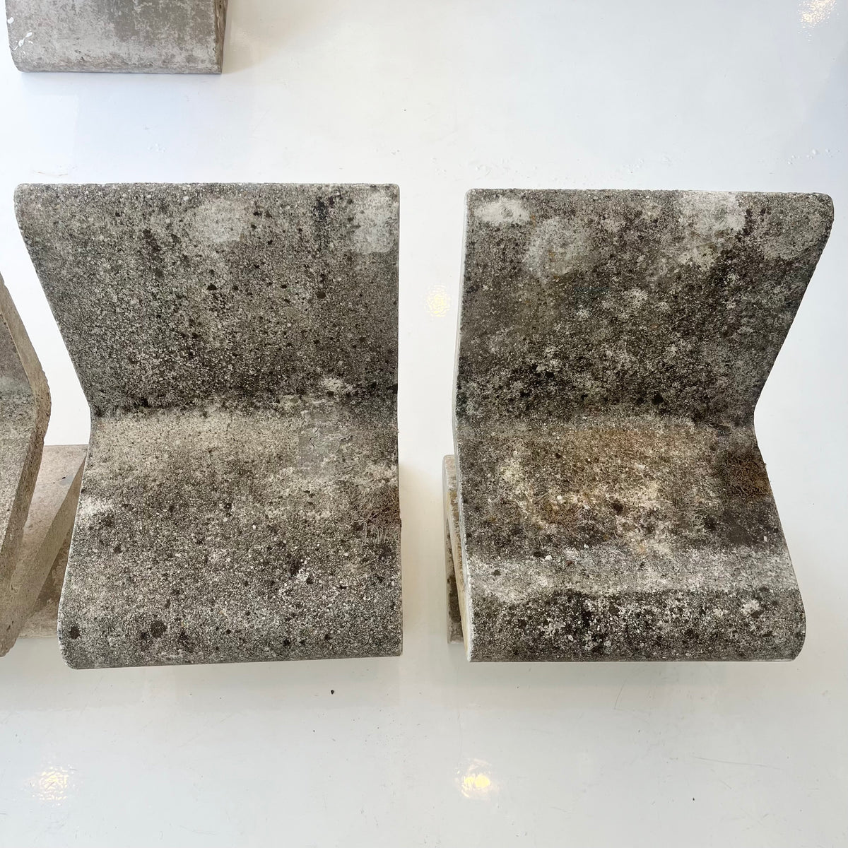 Sculptural Concrete Zig Zag Chairs and Table