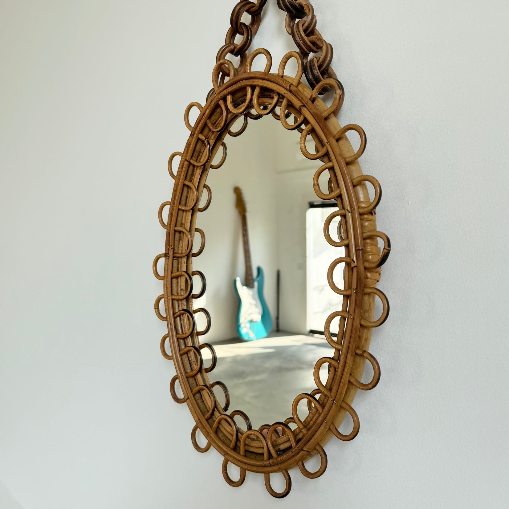 Rattan Mirror with Matching Floating Table