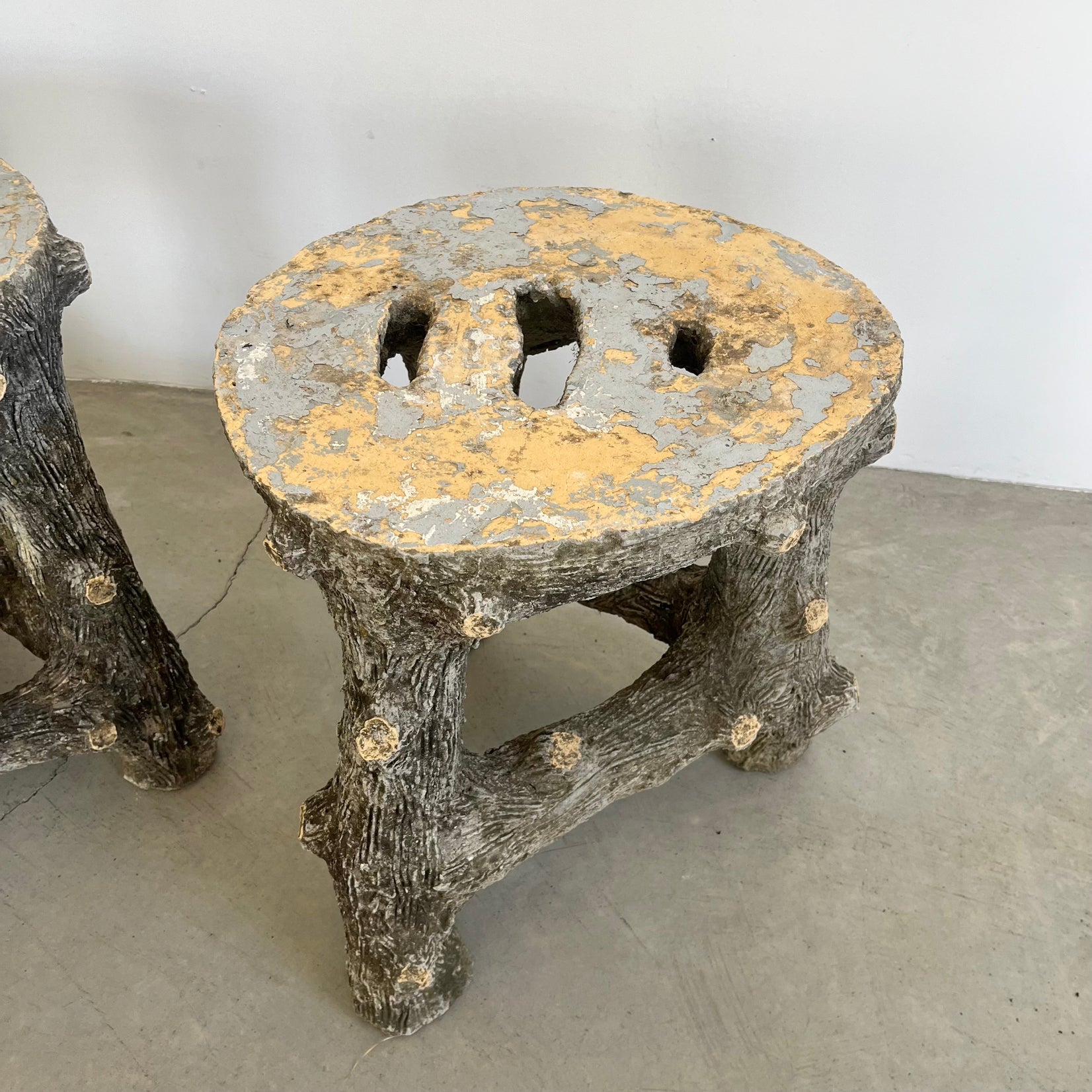 Set of 4 Faux Bois stools, 1960s France