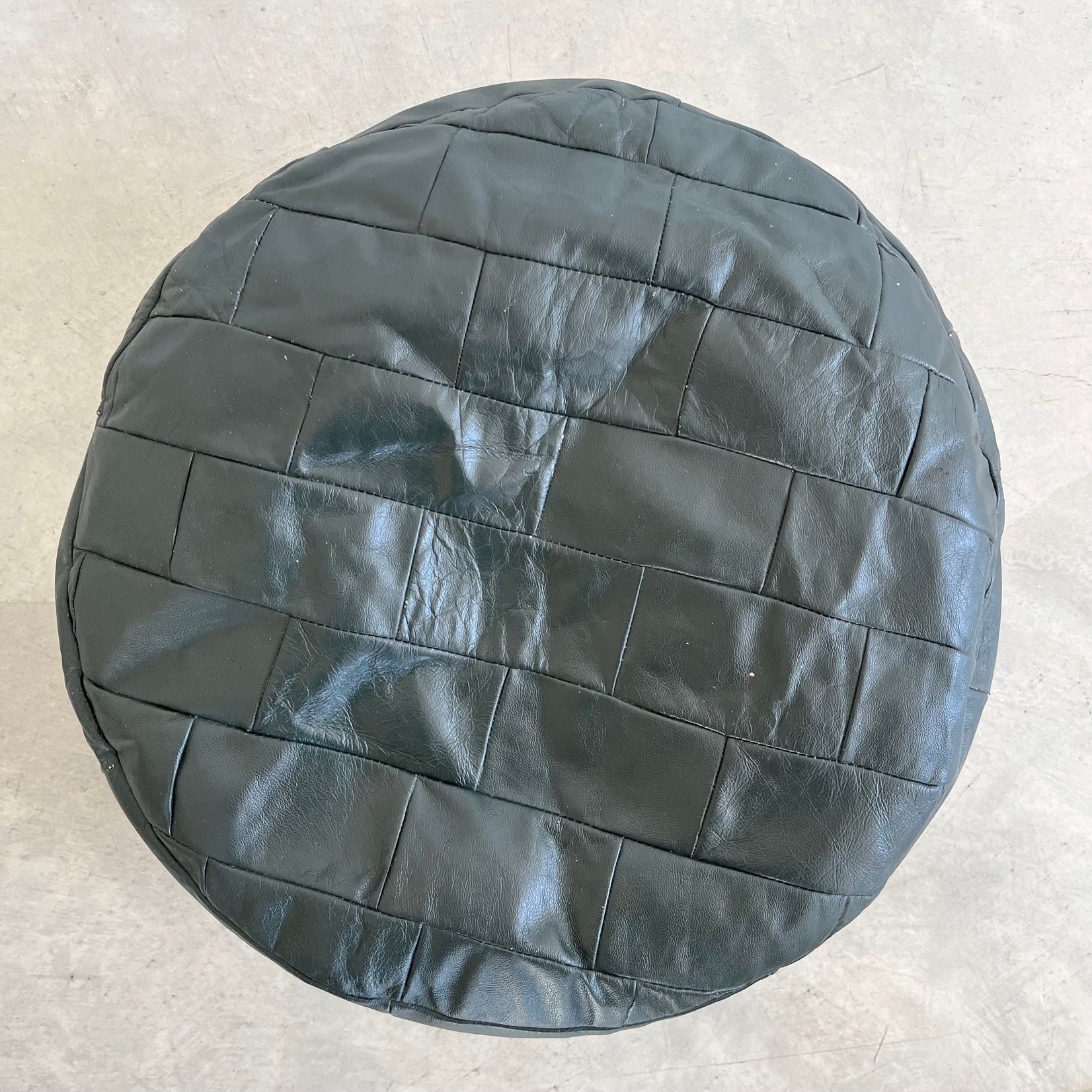 De Sede Green Leather Patchwork Ottoman, 1970s Switzerland