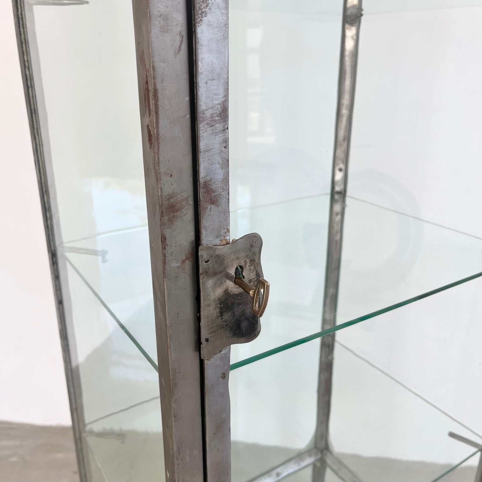 Industrial Steel & Glass Medical Vitrine