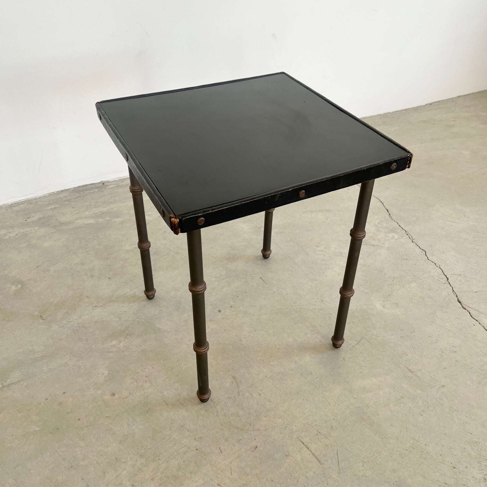 Leather and Metal Side Table