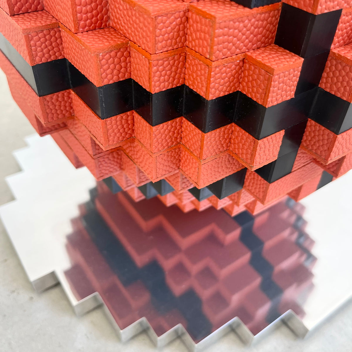 Dunk-bit, Handmade Pixelated Basketball Sculpture