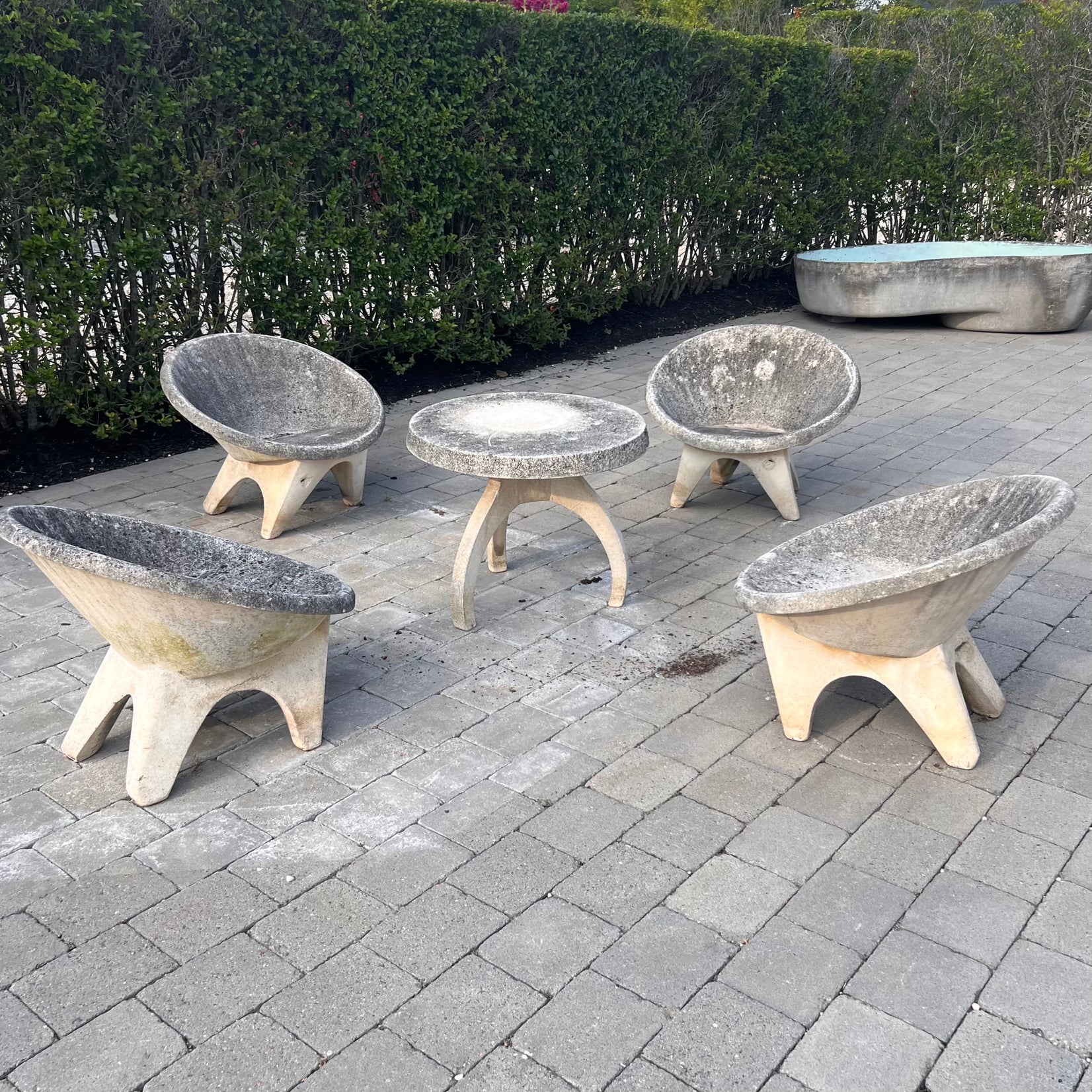 Set of 4 Sculptural Concrete Chairs and Table, 1960s Belgium